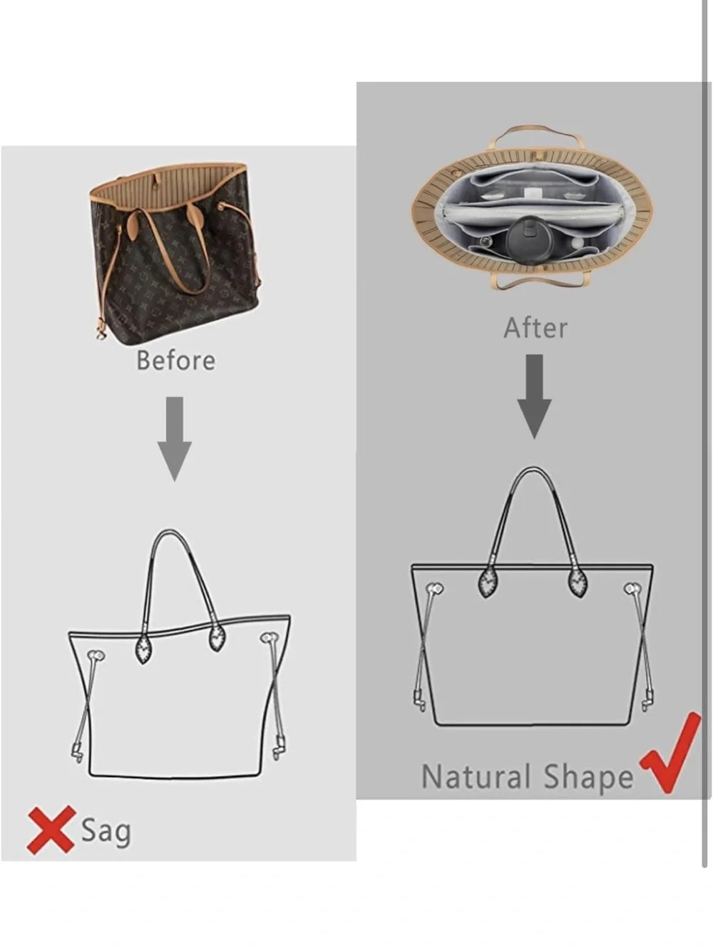 Purse Organizer Insert For Handbags, With Zipper M. 1838/bb9-1